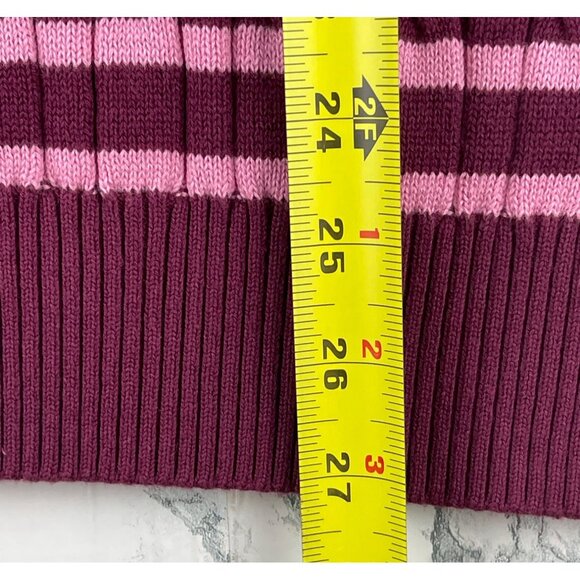 Style & Co. Womens L Cable Crew Striped Sweater Pink & Burgundy - Picture 4 of 8